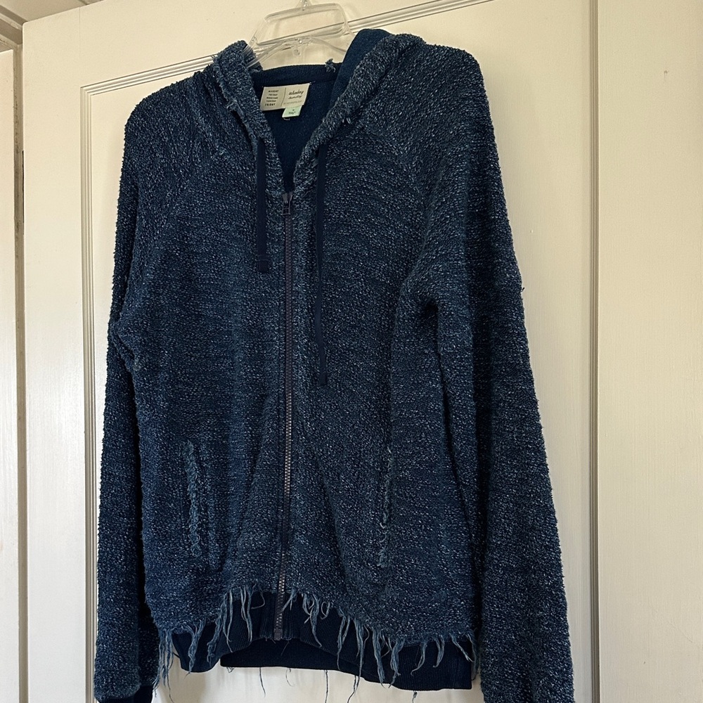 Navy Textured Zip-Up Hoodie